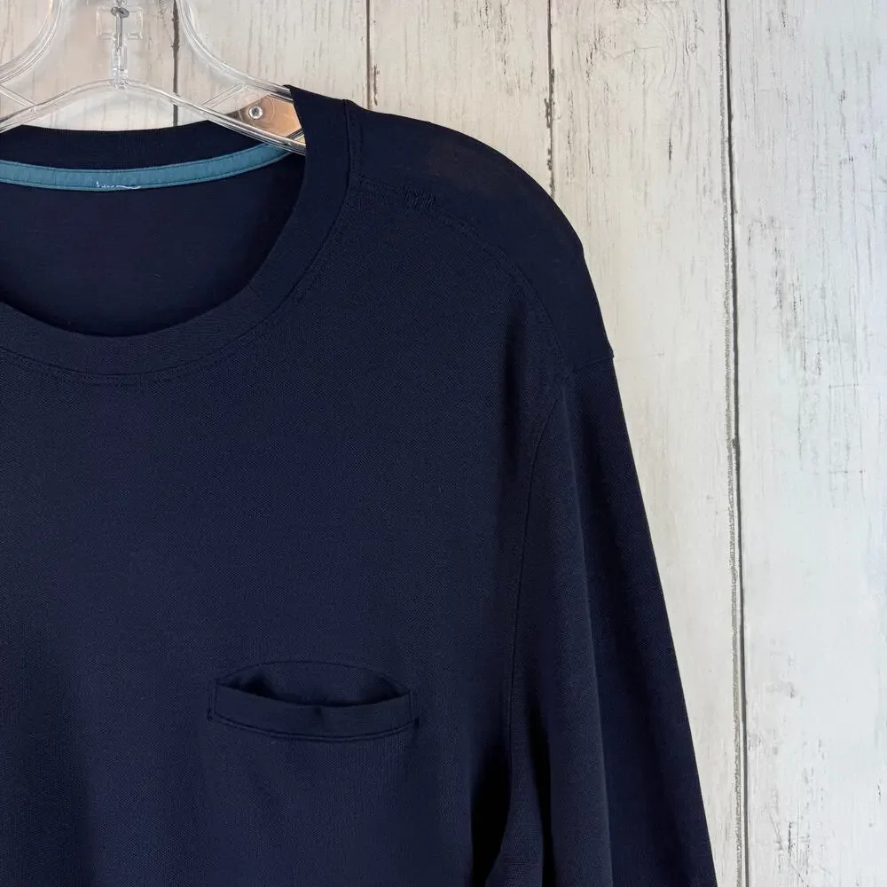 Lululemon Navy Blue Long Sleeve Pullover Crew Shirt Chest Pocket Size Medium